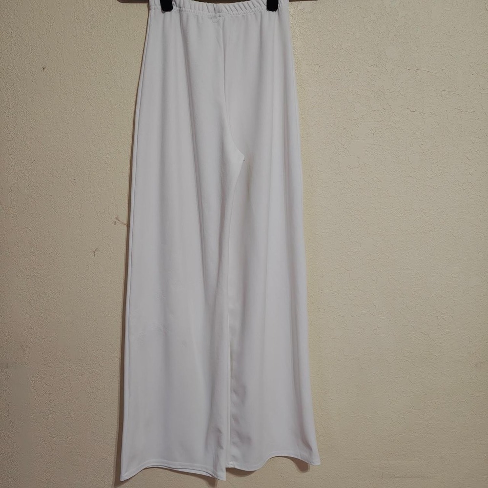 Nasty Gal White Wide Leg Pants Elastic Waist Flowy Trousers Womens Size 6